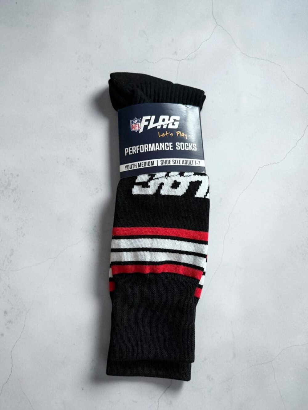 NFL Youth Black Red Flag Football Socks Size Youth Medium NEW NWT